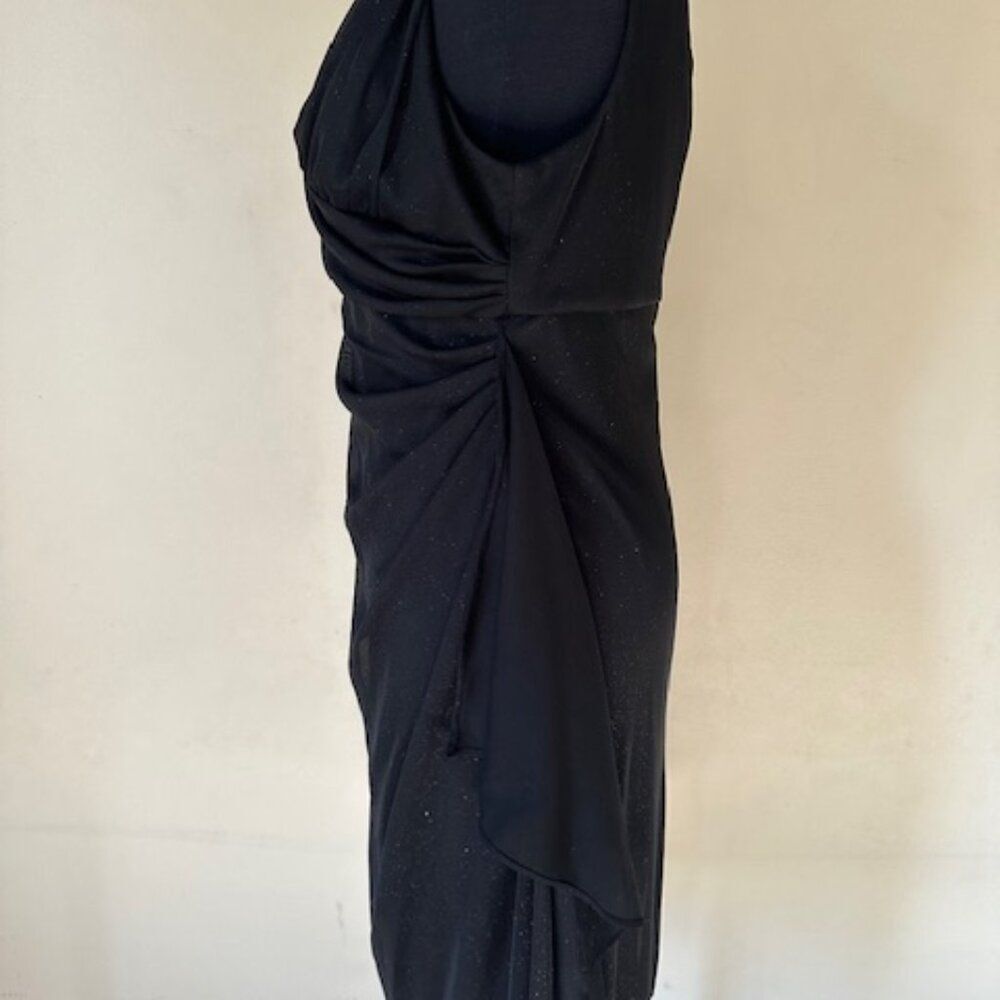 Dressbarn Black Ruched Glitter Dress with Rhinestone Accents  8597 - Picture 2 of 10
